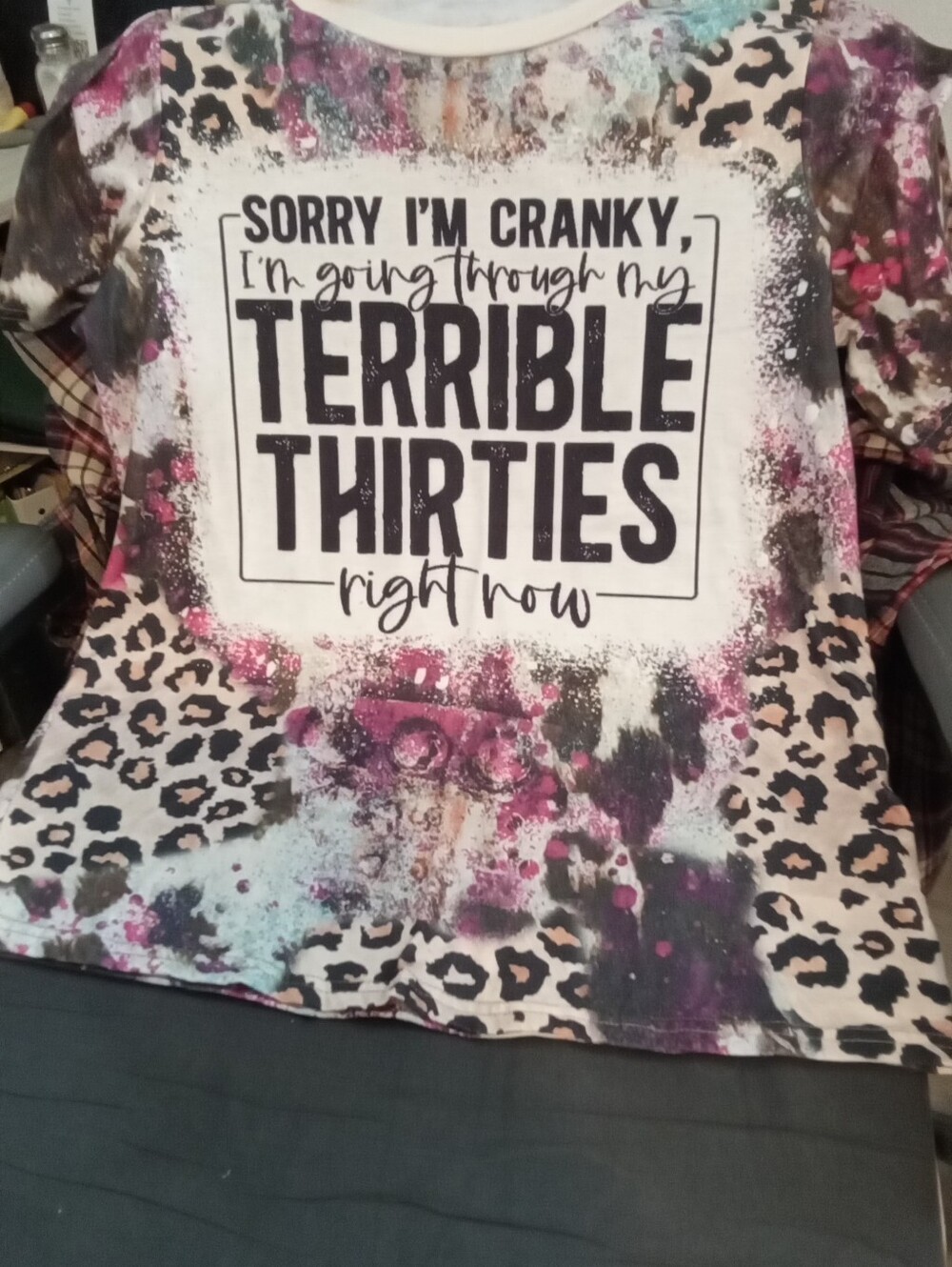 #664 Graphic Tee - "Terrible Thirties" Text Print - M